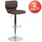 Merrick Lane Set of Two Swivel Bar Stools with Vertical Stitched Back and Adjustable Chrome Base with Footrest